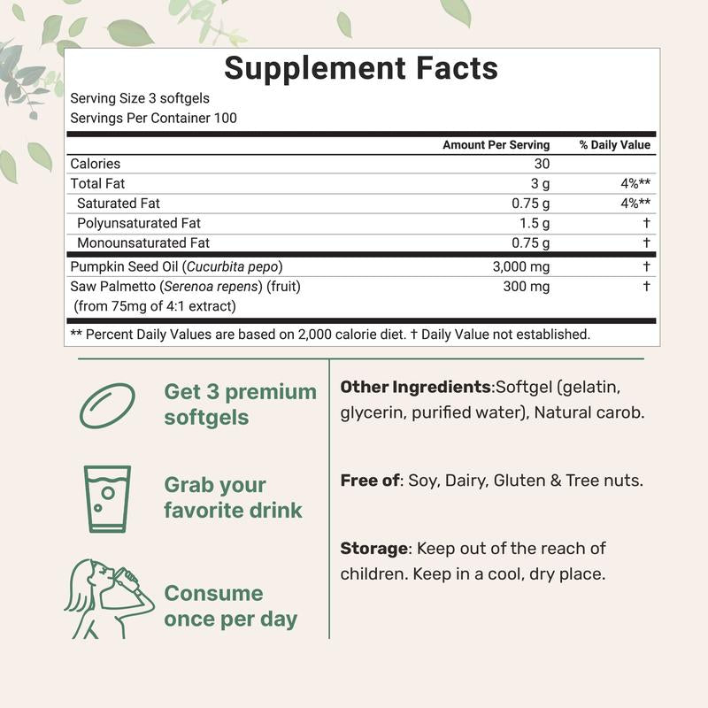 Micro Ingredients Pumpkin Seed Oil with Saw Palmetto Softgels