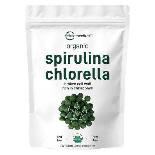 Micro Ingredients Organic Spirulina and Chlorella Tablets