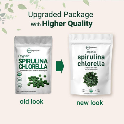 Micro Ingredients Organic Spirulina and Chlorella Tablets