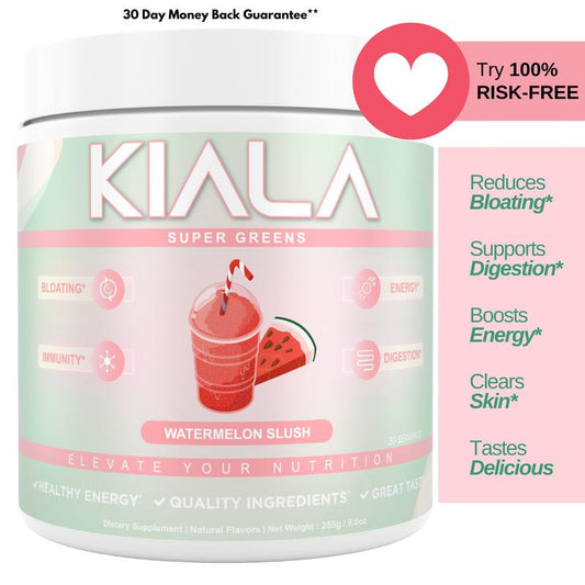 Kiala Nutrition Super Greens, Organic Greens Powder with Spirulina & Chlorella for Digestion, Gut Health, Immunity & Energy, Vegan, Watermelon Slush