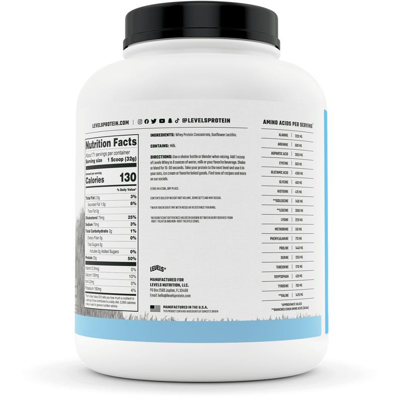 Levels Whey Protein, Grass Fed, No Artificial Ingredients, 24G of Protein