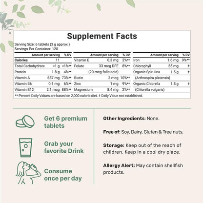 Micro Ingredients Organic Spirulina and Chlorella Tablets