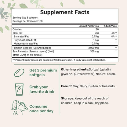 Micro Ingredients Pumpkin Seed Oil with Saw Palmetto Softgels