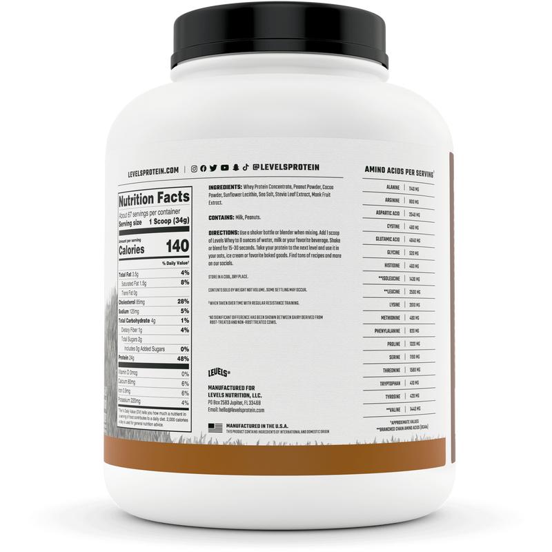 Levels Whey Protein, Grass Fed, No Artificial Ingredients, 24G of Protein