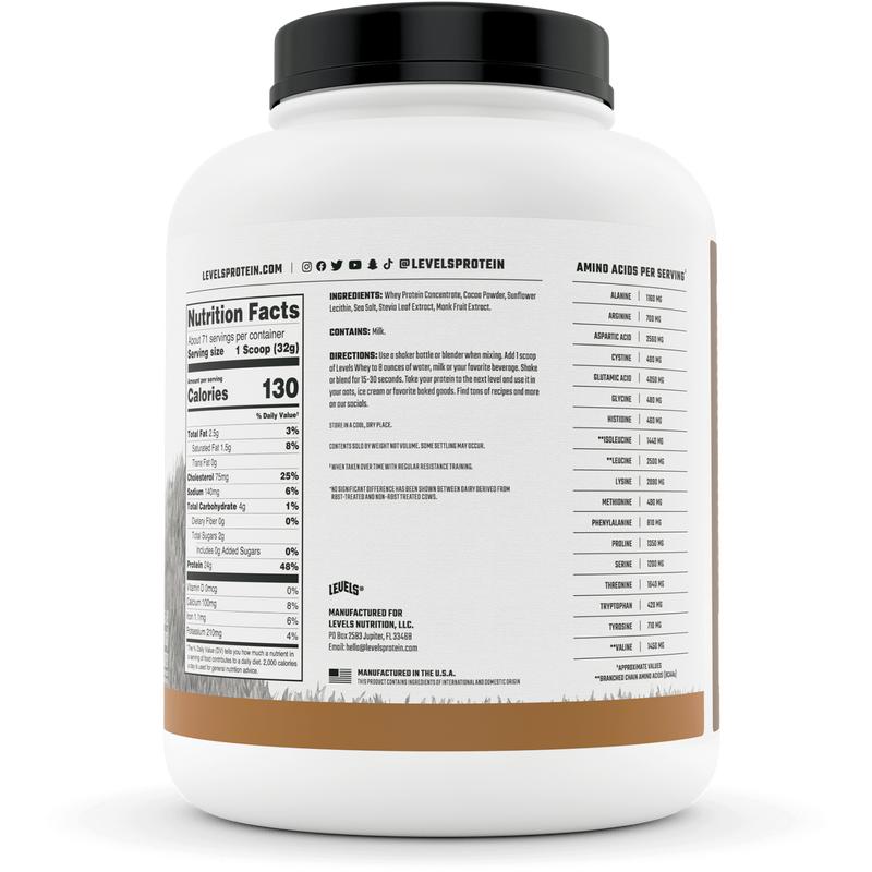 Levels Whey Protein, Grass Fed, No Artificial Ingredients, 24G of Protein